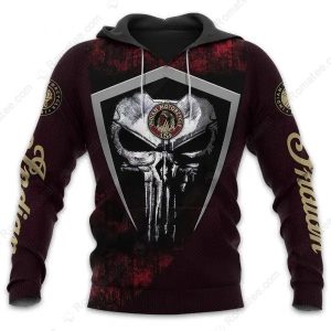 Indian Motorcycle Punisher Skull Shield Hoodie – Men’s Biker Graphic Pullover