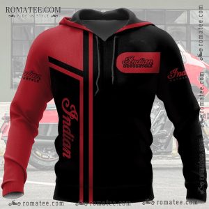 Indian Motorcycle Red and Black Graphic Hoodie with Bold Logo Design