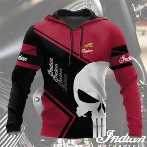 Indian Motorcycle Skull Design Hoodie with Bold Graphics and Striking Color Contrast