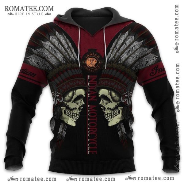 Indian Motorcycle Skull Feather Headdress Hoodie