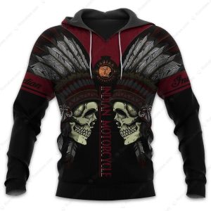 Indian Motorcycle Skull Headdress 3D Hoodie, Native American Motorcycle Design