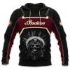 Indian Motorcycle Skull Hoodie with Feather Design for Bold Fashion Statement