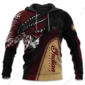 Indian Motorcycle Skull Rider Hoodie, Skull and Native American Design