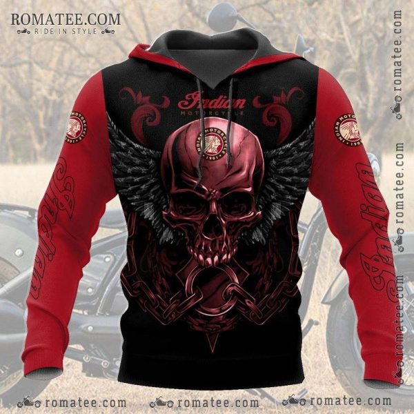 Indian Motorcycle Skull Wings Hoodie – Gothic Biker Apparel