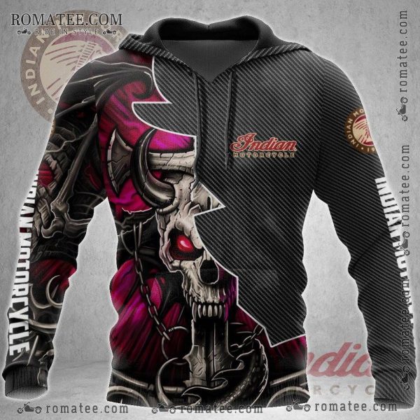 Indian Motorcycle Skull and Chains Gothic Hoodie