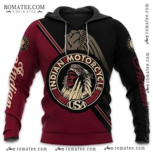 Indian Motorcycle Tribal Art Hoodie with Vintage Logo and Bold Graphics