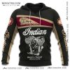 Indian Motorcycle Vintage Engine Graphic Hoodie – Classic Black Beige Maroon Design