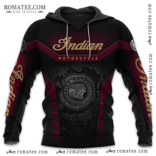 Indian Motorcycle Vintage Hoodie with Bold Graphics and Emblem Design