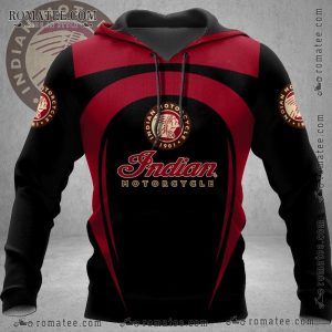 Indian Motorcycle Vintage Logo Graphic Hoodie Red and Black Design