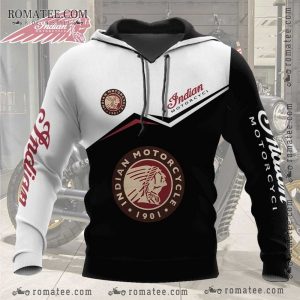 Indian Motorcycle Vintage Logo Hoodie with Bold Color Block Design