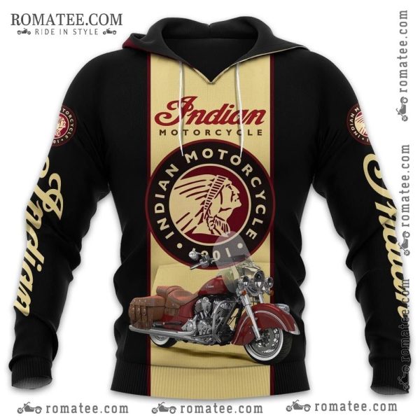 Indian Motorcycle Vintage Logo and Classic Bike Graphic Hoodie