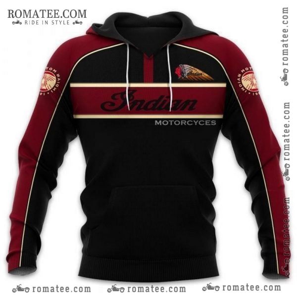 Indian Motorcycles Classic Native American Logo Hoodie – Black and Maroon