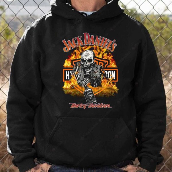 Jack Daniel’s Harley-Davidson Skull Graphic T-Shirt, Motorcycle Graphic T-Shirt