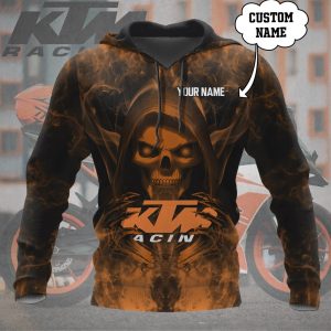 KTM Racing Custom Name Skull Graphic Hoodie for Motorcycle Enthusiasts