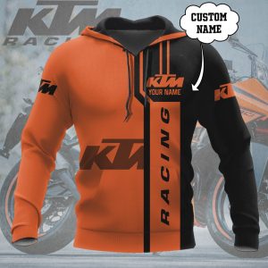 KTM Racing Personalized Hoodie with Custom Name – Orange and Black Design