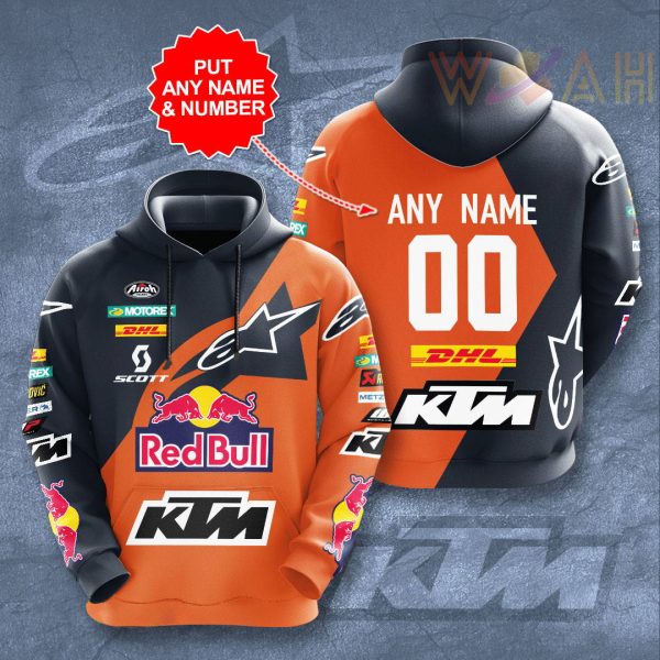 KTM Racing Personalized Hoodie with Custom Name and Number for Motorsports Fans