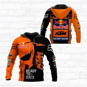 KTM Racing Red Bull Hoodie with Bold Graphics and Dynamic Design