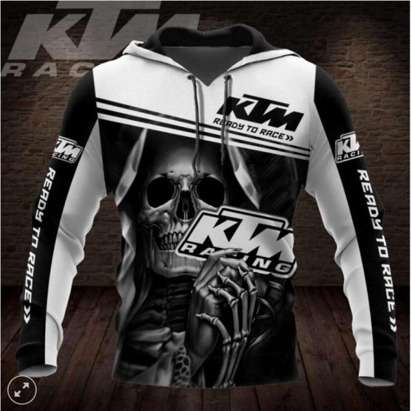 KTM Racing Skull Graphic Hoodie for Motorcycle Enthusiasts