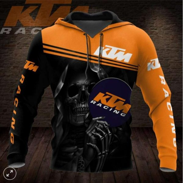 KTM Racing Skull Graphic Hoodie for Motorcycle Enthusiasts