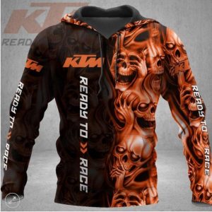 KTM Thee Wise Skulls No Evil Ready to Race Graphic Hoodie for Motorcycle Enthusiasts