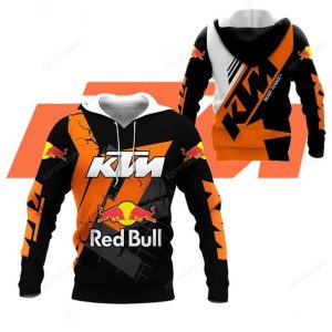 KTM Red Bull Graphic Hoodie for Motorsports Fans – Bold Orange and Black Design