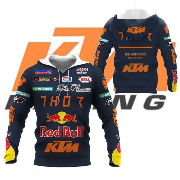 KTM Thor Motocross Hoodie with Red Bull Graphics and Sponsorship Logos