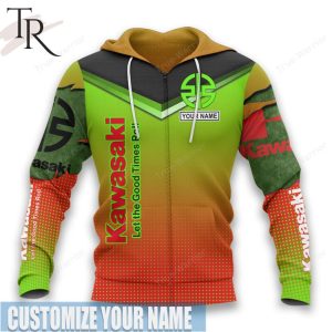 Kawasaki Custom Hoodie – Vibrant Gradient Colors, Personalized with Name, Motorsports Theme