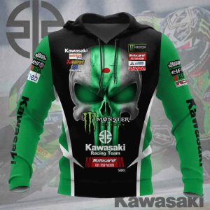 Kawasaki Monster Energy Skull Racing Hoodie, Kawasaki Sponsor Logo Skull Hoodie