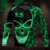 Kawasaki Neon Skull Hoodie with Bold Graphic Design and Eye-Catching Green Glow