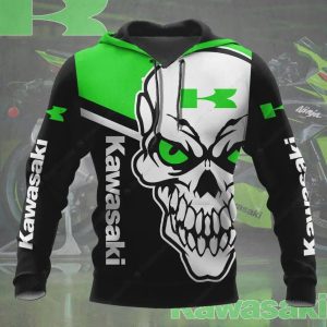 Kawasaki Ninja Skull Sweatshirt, Motorcycle Biker Graphic Hoodie