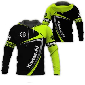 Kawasaki Racing Graphic Hoodie with Bold Black and Neon Green Design