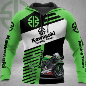 Kawasaki Racing Team Ninja Motorcycle Hoodie, Lime Green Racing Fan Gear