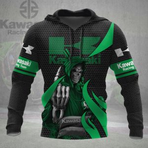 Kawasaki Racing Team Skull Hoodie for Ultimate Biker Style and Comfort