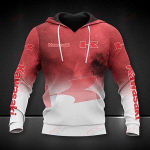 Kawasaki Red Nebula Gradient Hoodie – Galaxy Design for Motorcycle Enthusiasts