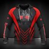 Kawasaki Red and Black Honeycomb Hoodie with Smoky Emblem and Sporty Aesthetic