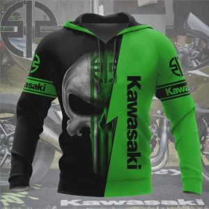 Kawasaki Skull Graphic Hoodie for Bikers – Edgy Design, Stylish Comfort, Perfect for Ride