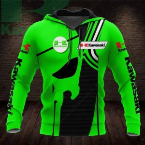 Kawasaki Punisher Skull 3D Hoodie, Green And Black Kawasaki Color Block Hoodie