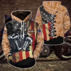 Men’s Harley V-Twin Engine Camouflage Hoodie, American Motorcycle Style