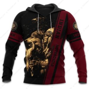 Men’s Indian Motorcycle Native American, Wolf & Buffalo Graphic Hoodie