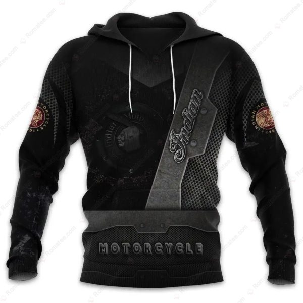 Men’s Indian Motorcycle Vintage Style Black Sweatshirt, Classic Biker Hoodie