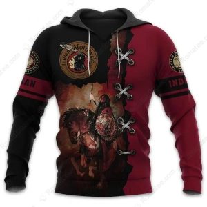 Men’s Indian Motorcycle Warrior on Horse Hoodie, Native American Design