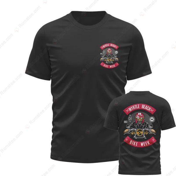 Myrtle Beach Bike Week Cyclist Merch, Eye-Catching Biker Skull Motorcycle T-Shirt