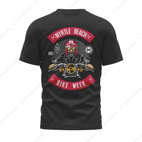 Myrtle Beach Bike Week Cyclist Merch, Eye-Catching Biker Skull Motorcycle T-Shirt