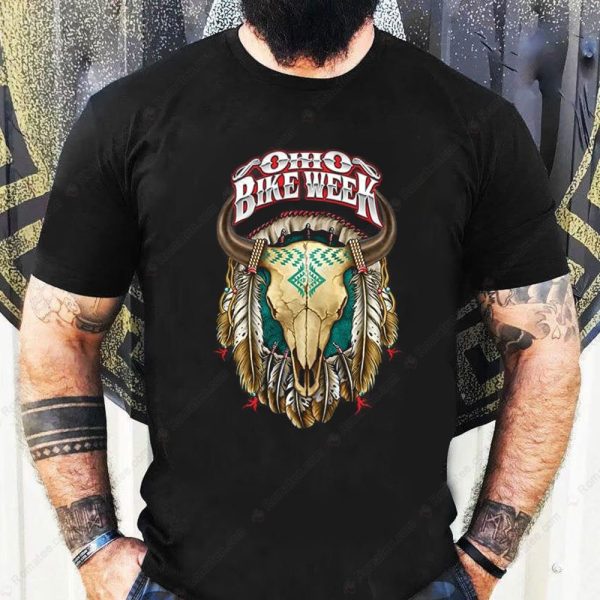 Ohio Bike Week American Buffalo Skull Biker T-Shirt