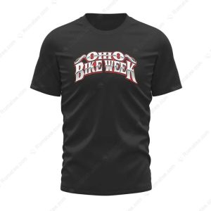 Ohio Bike Week American Flag Skulls Graphic T-Shirt, Red White Blue Skull Licensed T-Shirt