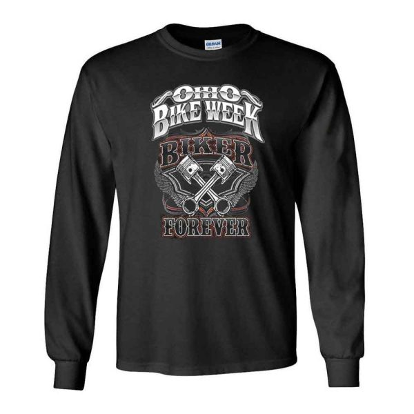 Ohio Bike Week Biker Forever T-Shirt, Biker Pistons & Wings Design