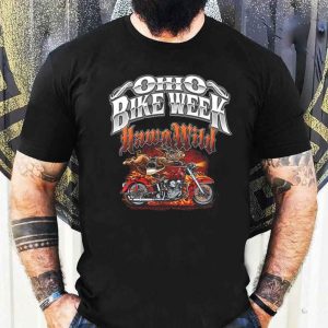 Ohio Bike Week Biker Hawg Wild Hog Motorcycle With Flames Biker T-Shirt