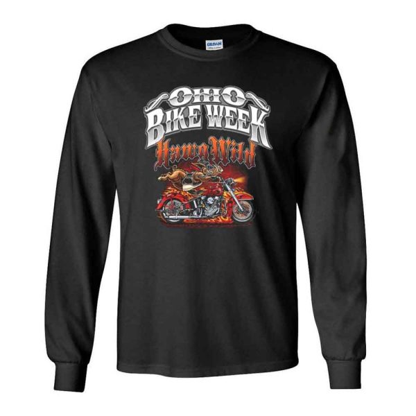 Ohio Bike Week Biker Hawg Wild Hog Motorcycle With Flames Biker T-Shirt