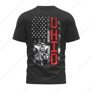 Ohio Bike Week Flag Biker Shirt, Men’s Ohio Motorcycle T-Shirt