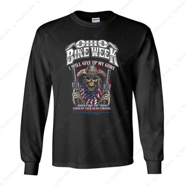 Ohio Bike Week Gun Biker T-Shirt, 2nd Amendment Cowboy Adult T-Shirt